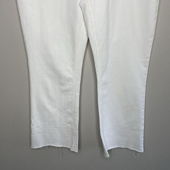 J.CREW Jeans Women 32 Demi Boot Crop NEW 9" Rise White Raw Hem Stretch BQ301 - Picture 4 of 15
